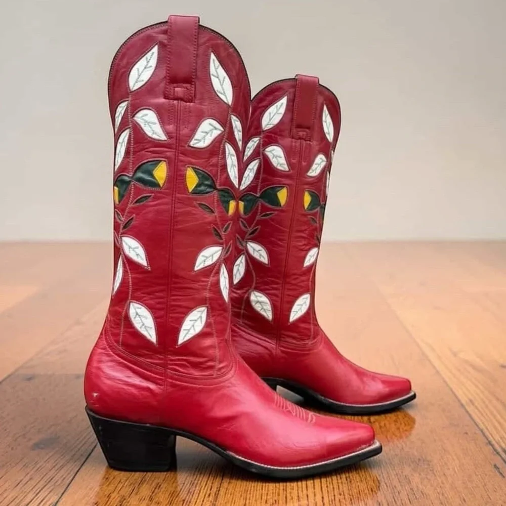 1990s Don Quijote Inlay Boots — Women’s 7.5 M Vintage Cowboy Cowgirl Boots - Picture 4 of 6